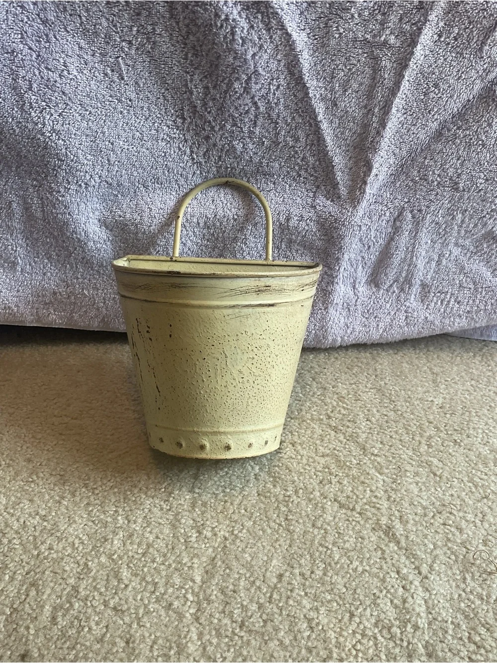 Decorative Cream Metal Bucket with Handle